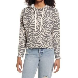 La La Land Creative Co. Women's Long Sleeve Zebra Print Hoodie Small MSRP $45
